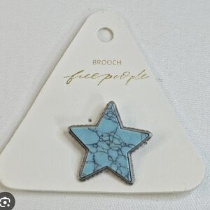 Free People High Roller Star Brooch Turquoise Semi-Precious Stone Boho NWT